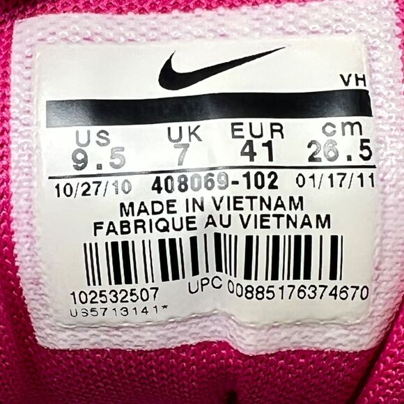 Nike Air Cardio III Running Shoes White Pink Leather Sneakers Womens Size 9.5 - Picture 10 of 11